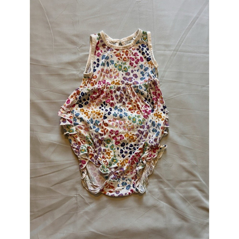Play By Little Sleepies 12-18 Months Romper Baby Girl Ruffle Cheetah Print - Picture 2 of 5